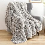 GONAAP Faux Fur Throw Blanket Super Soft Cozy Plush Fuzzy Shaggy Blanket for Couch Sofa Bed (Frosty Grey, Throw(50"x60"))