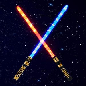 JOYIN 2 Pcs Light Sword Toys(28.5"), 2 in 1 Light up, Dual Light Swords wcith FX Sound (Motion Sensitive), Dress Up Costume Kit, Kids Gifts for Christmas Birthday, Galaxy War Fighters Warriors