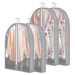 4 Pcs Garment Bags(60×100/127cm), Transparent Clothes Covers Protector Bags with Zip Clothes Covers Suit Covers Clothes Storage Clothes Bags for All Garments