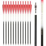 SHARROW Archery Carbon Crossbow Bolts Arrows 16 17 18 20 22 Inch Carbon Arrows with 4" Vanes 125 Grains Replaceable Field Point for Crossbow Hunting Shooting (Red, 16")