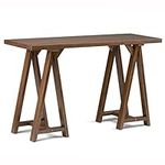 Simpli Home Sawhorse Console Sofa Table, Medium Saddle Brown