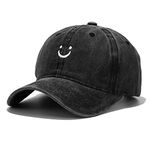 XYIYI Laugh Black Vintage Washed Distressed Baseball Cap Adjustable Cotton Dad Hat for Women Mens