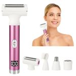 Beanify 2024 Led Display Electric Razor,Beauty Women's Wet & Dry Electric Shaver, Painless 4 in 1 Painless Body Razors,Cordless 3-Blade Ladies Shaver for Legs, Arm, Underarms, Bikini (Purple)