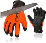 Vgo... Cut Resistant Work Gloves,Cutproof Gloves for Men,Impact Gloves, ANSI Level 5 Cut Protection Gloves,Cow Leather Mechanics Gloves,Anti-Vibration Gloves(Orange,Size L,CA9794IPA5)