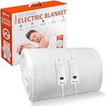 Wärmer Electric Blanket, Fitted Heating Blanket King (150 x 140cm), Heated Mattress Cover with 3 Different Heat Settings, Comes with 2 Controllers and is Machine Washable - King - Tie Down