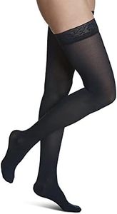 SIGVARIS Women’s Style Soft Opaque 840 Closed Toe Thigh-Highs w/Grip Top 20-30mmHg - Black - Medium Short