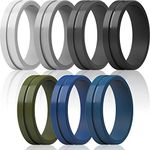 ThunderFit Silicone Wedding Rings For Men, Beveled Brushed Top Edges 6.35mm Wide 2mm Thick - 1/4/7 Variety Multipack, 11.5 - 12 (21.3mm), Silicone, No Gemstone