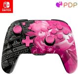 PDP REMATCH GLOW Enhanced Wireless Licensed Nintendo Switch Pro Controller, Rechargeable 40 hour battery power, Customizable Gaming Buttons, 30-foot Range: Mario Kart Grand Prix Princess Peach (Pink)