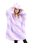 Girl Unicorn Oversized Hoodie Warm Fleece Hooded Sweatshirt for Kids (Bright Purple, 8-9 Years)