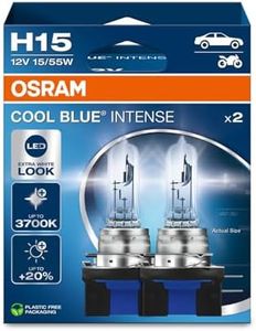 OSRAM Cool Blue® Intense H15, +20% more brightness, up to 3,700 K, halogen headlight lamp, LED look, hanging box (2 lamps)
