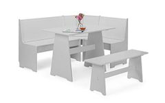 Julian Bowen Newport Corner Dining Set with Storage Bench-Dove Grey, Wood, One Size