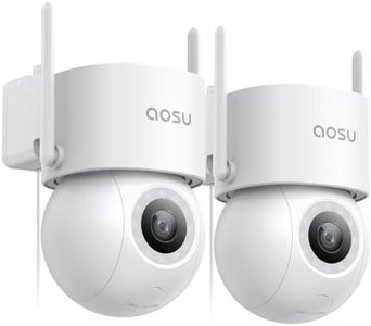 AOSU 2 Pack Wired Outdoor Security Camera - 3K Smart 24/7 Recording Camera Surveillance Exterieur WiFi Camera with Sound Light Alerts, 360° View, Auto-Tracking Camera for Home (2.4Ghz Wi-Fi Only)