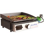 Flame King Flat Top Portable Propane Cast Iron Grill Griddle Tabletop for Outdoor Camping, Tailgating, Outdoor Cooking