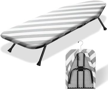 SheeChung Small Ironing Board 12"x32" Foldable Ironing Board with Cotton Cover and Pad,Tabletop Compact Ironing Broad with Retractable Hook & Skidproof Feet for Small Spaces Laundry Room-Gray Update