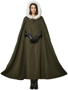BEAUTELICATE Renaissance Hooded Cloak Cosplay Medieval Wool Blend Halloween Winter Moss Green