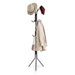 Youyijia Coat Rack Stand Cloak Rack Metal Hanger with 12 Hooks Clothes Rack 3 Tier Freestanding Storage Holder Hat Handbag Jacket Umbrella Hanging Organiser for Homes Office Entryway Hallway Black