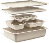 Bakken Swiss - Bakeware Set – 6 Piece – Stackable, Deluxe, Non-Stick Baking Pans for Professional and Home Cooking – Carbon Steel, White Stone Coating