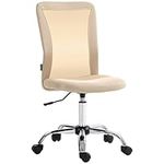 Vinsetto Office Chair, Armless Desk Chair, Adjustable Computer Swivel Chair with Rolling Wheels and Mesh Back for Home Work Study, Beige