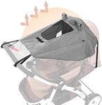 UPF50+Universal Buggy Pram Sunshade Waterproof Baby Strollers Sun Cover with Viewing Window Foldable Adjustable Toddler Pram Window Pushchairs Sun Visor Anti-UV Umbrella Canopy