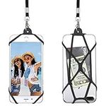 Cell Phone Lanyard Neck Strap Compatible with iPhone, Galaxy & Most Smartphones, Includes Silicone Phone Case Holder and Necklace Black