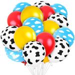 40PCS Toy Inspired Story Cartoon Balloons,12 Inch Birthday Party Decorations Kids' Party Balloons Cow Print Sky Blue Cloud Balloons Arch Garland Kit for Boys Girls Farm Themed Colorful Party Decor