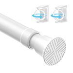 MEXAU White Tension Curtain Rods18 to 36 Inch Small Curtain Rods No Drilling Short Tension Rod Adjustable Spring Curtain Rod for Windows Door Closet Pressure Curtain Rod With One Set Rod Holders