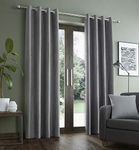 Catherine Lansfield Faux Suede 66x72 Inch Lined Eyelet Curtains Two Panels Grey
