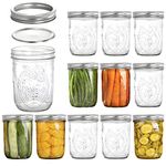 Tebery 12 Pack Mason Jars with Lids 16 oz Wide Mouth Canning Glass Jars