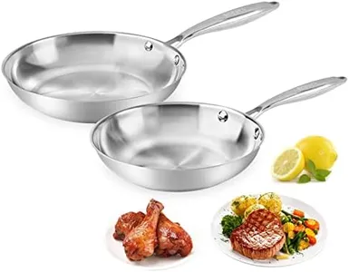 Fry Pan Set of 2 | 8" & 10" Tri-Ply Stainless Steel Frying Pan, Oven & Dishwasher Safe Classic Cooking Pan Cookware