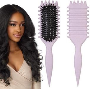 Cepillo para pelo rizado, cepillo para definir rizos 2024, cepillo para definir rizos, para peinar y dar forma a hombres y mujeres (Purple)