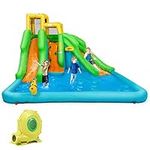 BOUNTECH Inflatable Water Slide, 6 in 1 Giant Waterslide Park for Kids Outdoor Fun with 480W Blower, 2 Slides, Splash Pool, Blow up Water Slides Inflatables for Kids and Adults Backyard Party Gifts