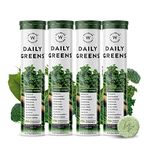 Wellbeing Nutrition Daily Greens | Wholefood Multivitamins with Vitamin C, Zinc, B6 for Immunity & Detox with Organic Certified Plant Superfoods & Antioxidants (15 Effervescent Tablets) Pack of 4