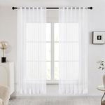 Devconovo Sheer Curtains 63 Inches Long, Back Tab Curtains, White Curtains 2 Panels, Elegant Window Voile Panels, Decoration for Living Room and Bedroom 54X63 Inches