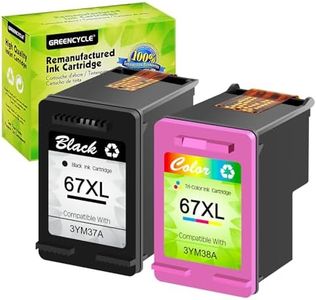 greencycle 67XL Remanufactured Ink Cartridge Compatible with HP 67 XL DeskJet 1255 2722 DeskJet Plus 4122 4123 4132 Envy 6052 6055 Envy Pro 6452 6455 Printers (Black 1 Pack, Tri-Color 1 Pack)