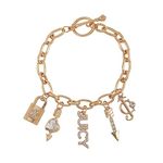Juicy Couture Goldtone Toggle Charm Bracelet For Women, One Size, Metal, glass stone