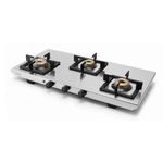 Glen 3 Burner Ultra Tuff Stainless Steel Gas Stove | Silver | Forged Brass Burner With 5 Year Warranty | ISI Certified | Revolving Inlet Nozzle | 2 Year Warranty On Product | CT1053UTSS77AI