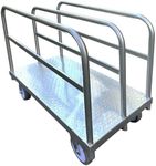 Steel Panel Truck Cart Platform Truck, Heavy Duty Lumber Drywall Dolly, 6" Swivel Brake Casters, 3 Side Handrails, Hold up to 2000lbs (39" x 24")