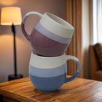 U & U UNIQUE UTILITIES Ceramic Coffee Mug Milk Cup for Home & Office Gift (Purple-Grey) - 450 ML (Set of 2)