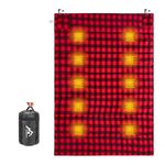 MANTUOLE Heated Sleeping Bag pad, 5+5 Heating Zones, Operated by 5V/2A Power Bank (Battery NOT Included). Double Size. Black & Red Flannel.