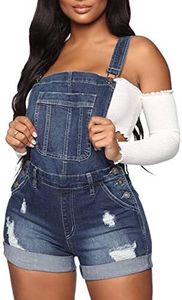 Women's Sexy Distressed Denim Shortall Romper Ripped Denim Jeans Bib Overall Jumpsuits(BE-XL)