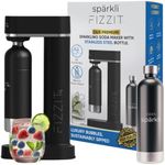 Fizzit Spärklï Carbonated Water Soda Maker with Stainless Steel Bottle Included,Dishwasher Safe (Sparkli-Black)