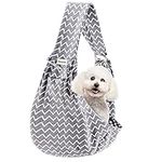 FDJASGY Small Pet Sling Carrier-Hands Free Reversible Pet Papoose Bag Tote Bag with a Pocket Safety Belt Dog Cat for Outdoor Travel Grey Stripe