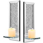 Sconces Wall Decor Set of 2, Wall Decor Living Room, Crystal Candle Holders, Crush Diamond Mirror Furniture Candle Sconces, Wall Decor Dining Room