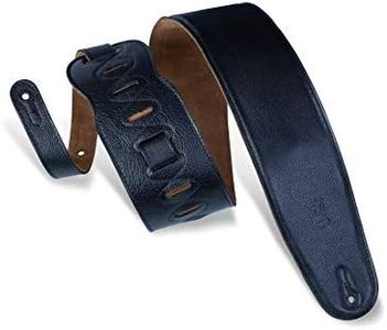 Levy's Leathers 3.5" Extra Long and Padded Garment Leather Guitar Strap with Genuine Suede Backing; Adjustable from 36" - 64" | Black (M4GF-XL-BLK)