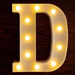 Yorulory LED Letter Lights Sign Letters Light Up Letters Sign for Night Light Wedding Birthday Party Battery Powered Christmas Lamp Home Bar (D)