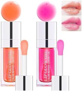 2 Colors Hydrating Plumping Lip Glow Oil,Moisturizing Lip Oil Gloss Transparent Glossy Lip Gloss Primer Lip Tint for Lip Care and Dry Lip by Aaiffey (001#+007#)