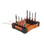 Klein Tools 32217 Tapping Drill Bit Set to Drill, Tap, Deburr, Works with Quick Connect Power Tools 8-Piece