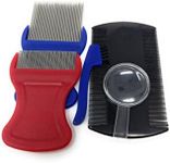 Premium 5 Piece Lice Comb Kit - Nit Removal Fine Tooth Comb and Magnifier Full Treatment Set