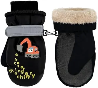 HolyElks Kids Ski Mitten Toddler Winter Waterproof Snow Gloves Unisex Cold Weather Warm Mittens for Girls Children Boys Skiing Snowboarding (Black)