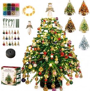 DIY Beaded Christmas Tree Kit with String Lights Craft Kits for Adults